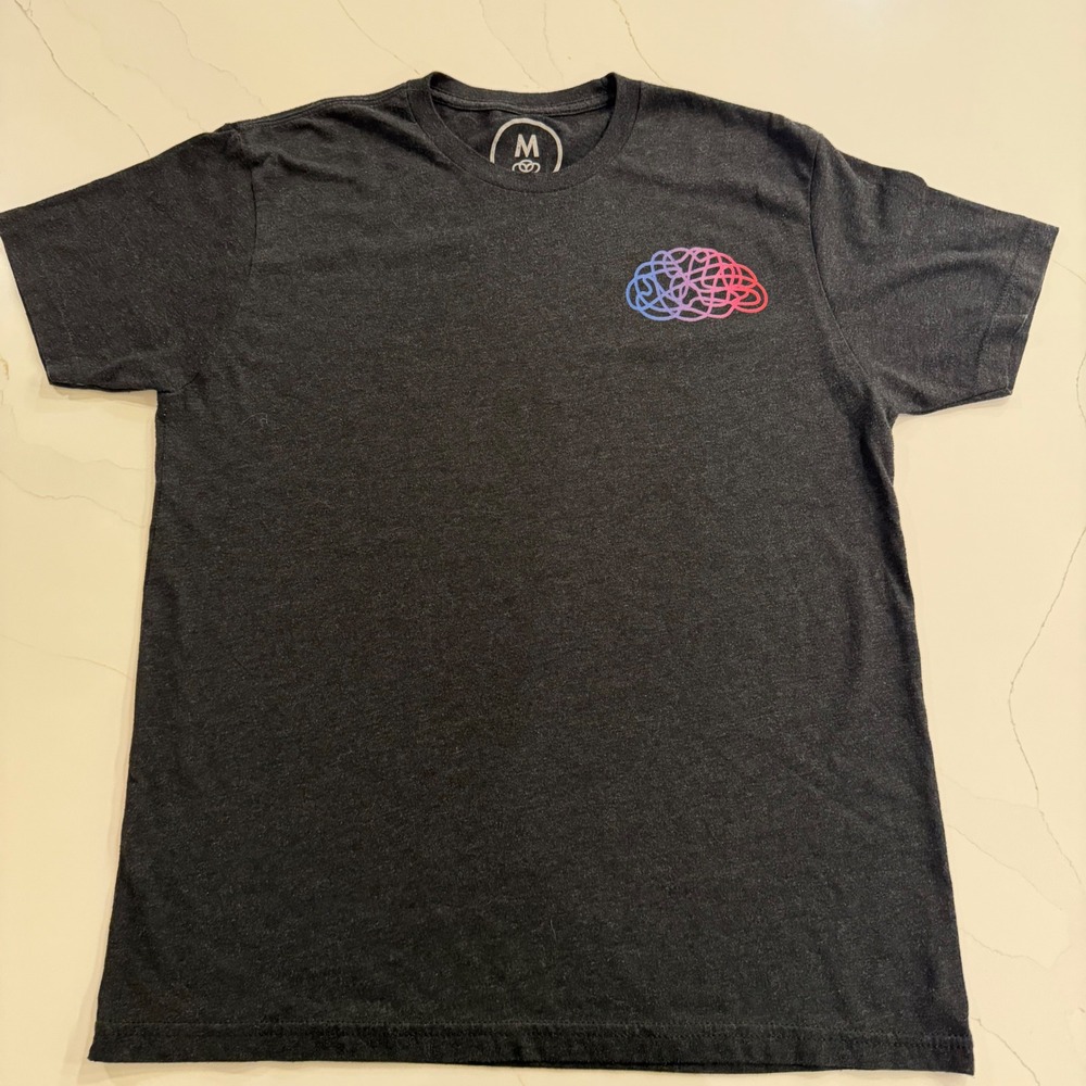Cotton Bureau Mens M Charcoal Gray‎ Brain Graphic T-Shirt Neural Network Science